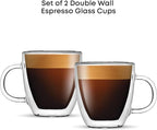 JoyJolt Savor Double Wall Insulated Glasses Espresso Mugs (Set of 2) - 5.4-Ounces