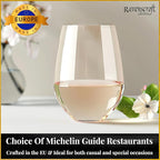 Voted New York Times Best Stemless Glass 2017, Elegant, Thin, European-Made,100% Lead-Free Crystalline Stemless Wine Glasses, Set of 6, 17 Fl Oz, Perfect for Sprits, Cocktails, Water, and Smoothies