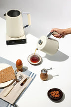 SAKI TeaSmart Electric Turkish Tea Maker, 110V Double Pot Electric Tea Kettle, 304 Stainless Steel BPA Free Turkish Tea Set, LED Indicator, Auto Shut-Off & Boil-Dry Protection, 1.75L, (Pearl White)