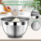 Mixing Bowls with Lids Set, Stainless Steel Mixing Bowl Set with Colander, Strainer with Bowls - Pistachio