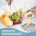 Lemeya Matte Black Gold Silverware Set for 4,Modern Stainless Steel Brushed Cutlery Set,20-Pieces Heavy Duty Flatware Set,Knives Spoons and Forks Set Utensils Set, Satin Finish, Dishwasher Safe