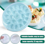 HAKSEN Deviled Egg Containers with Lid, Portable Deviled Egg Platter Carrier Holder Trays with 22 Slots for Holiday Party and Home Kitchen, Blue