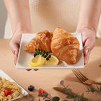 Appetizer Plates Set of 6, 6 Inch Porcelain Dessert Plates, White Stackable Square Salad Plates for Snack Steak Bread Butter, Chip and Scratch Resistant, Microwave and Dishwasher Safe