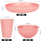 18PCS Wheat Straw Dinnerware Sets for 6, Unbreakable Dinnerware Sets,Dishwasher & Microwave Safe, Reusable Wheat Straw Plates, Bowl Set and Cup Set, Kitchen Outdoor Travel Camping
