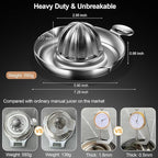 Lemon Squeezer Stainless Steel, Heavy Duty Hand Manual Citrus Juicer, Premium Orange Lime Fruit Squeezer, Robust Reamer Rotation 2 Pour Spout 200ML Container, Dishwasher Safe（5-Year Warranty）