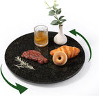 Koville 16'' Black Marble Lazy Susan for Kitchen Counter, Marble Turntable for Dinning, Lazy Susan Organizer for Cabinet, Serving Rotation Spinning Tabletop Organizer Swiveling, Spice Rack Storage