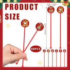 Meanplan 60pcs Christmas Swizzle Sticks Christmas Cocktail Stirrers Plastic Stir Sticks Xmas Santa Claus Snowman Decorations for Birthday Party Coffee Shop Supplies Favors Gifts (Gingerbread)