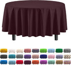 Exquisite 12-Pack Premium Plastic 84-Inch Round Tablecloth - Brown