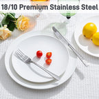 KINGSTONE Hammered Silverware Set, Flatware Set, 18/10 Stainless Steel Premium Cutlery with Unique Ripple Handles Design Mirror Polished - Dishwasher Safe (30-Piece)