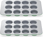 Caraway Non-Stick Ceramic 12-Cup Muffin Pan Duo - Naturally Slick Ceramic Coating - Non-Toxic, PTFE & PFOA Free - Perfect for Cupcakes, Muffins, and More - Sage