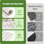 Large Stone Dish Drying Mat for Kitchen Counter,Foldable Water Absorbing Diatomaceous Earth Dish Drying Mat,Quick Dry Stone Dishes Mats for Countertop Bottles Utensils Cups,24"L x 16"W