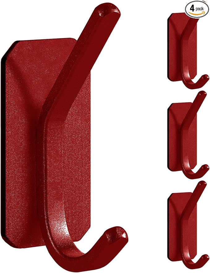 Paoli Heavy Duty Adhesive Wall Hooks (4, Red)