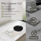 Hopegiver Stone Drying Mat for Kitchen Counter, 23.62"x15.35" Golden Marble Pattern Quick Dry Dish Drying Mat, Absorbent Diatomaceous Earth Mat for Countertop Sink Kitchen Bathroom, with Sanding Block