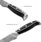 Damascus Kitchen Knife, 8 Inch Serrated Bread Knife Professional Kitchen Knife Forged with VG10 Super Steel 67-Layer, Non-slip ABS Ergonomic Triple Rivet Handle, Razor Sharp Lightweight Multipurpose