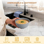 Homienly Cereal Bowl Set, Wheat Straw Fiber Unbreakable Lightweight Bowls Set (Grey Stone, 26 OZ)