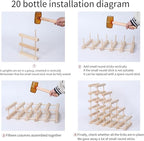 Wine Rack Small countertop Cabinet Stackable Storage Wooden freestanding Floor Wine Holder (20 Bottles)