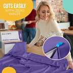 Exquisite Party Solids 54 Inch X 100 Feet Purple Plastic Table Cover Roll in A Cut - to - Size Box with Convenient Slide Cutter. Cuts Up to 12 Rectangle 8 Feet Plastic Disposable Tablecloths