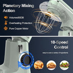 Stand Mixer, 6.5QT 10-Speed Tilt-Head Electric Stand Mixer, 3-In-1 Kitchen Mixer with Bowl, Dough Hook, Whisk and Beater, Food Mixer for Baking, Cake and Most Home Cooks, Green