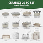 Granitestone 20 Pc Ceramic Cookware Set Nonstick, Complete Pots and Pans Set Non Stick for Kitchen with 5 Pc Bakeware Set, Deep Frying Pan Set, & Steamer, Non Toxic PFOA Free, Oven & Dishwasher Safe