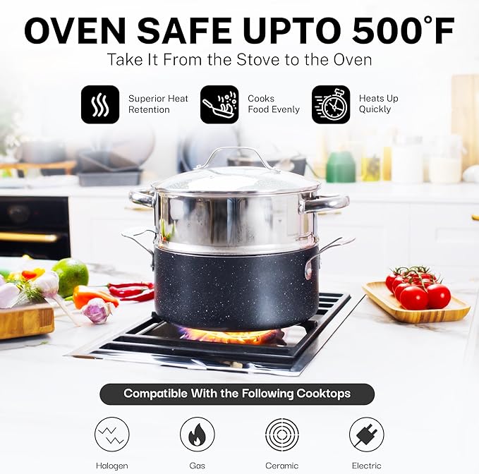 Granitestone True 20 Pc Pots and Pans Set Non Stick Cookware Set with Deep Square Pan and Bakeware Set, Non Toxic PFOA PFOS Free, Oven & Dishwasher Safe, No Cheater Pieces