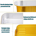 Gold Aluminum Foil Baking Pans with lids Heavy-Duty 9"×13"(10pack+10Lids), Disposable Food containers reusable F330(3500ML)