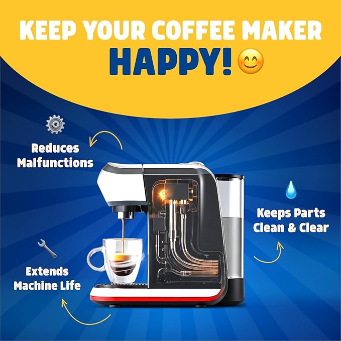 Coffee Maker Descaler - Easy to Use Coffee Machine Tablets Compatible with All Major Brands - Fast Acting Descaling Tablets Preserves Brew Flavor & Machine Longevity (12 Count)