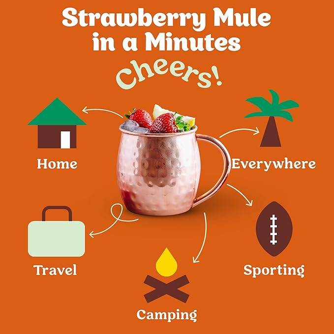 Craftmix Strawberry Mule, Makes 12 Drinks, Skinny Cocktail Mixers Moscow Mule - Mocktail Drink Mixers - Made With Real Fruit - Vegan Low-Carb, Low-Sugar, Non-GMO, Dairy Free, Gluten Free, Easy to Mix