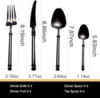 Black Silverware Set for 4 Unique 18/10 Stainless Steel 16 Piece Flatware Sets Mirror Polished Elegant Cutlery Utensils Set for Home Kitchen Dishwasher Safe Nice Weight