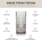 BELLAFORTE Shatterproof Tritan Tall Tumbler, Set of 4, 18oz - Myrtle Beach Drinking Glasses - Unbreakable Plastic Drinking Glasses for Gifting, Parties, New Year - BPA Free - Dishwasher Safe - Gray