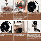 Electric Coffee Grinder Touchscreen 2-14 Cup Conical Burr Coffee Grinder with 25 Grinding Settings Cleaning Brush Grindable Espresso Drip Coffee French Press for Home Use 110V White