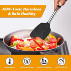 Kitchen Utensils Set of 4 Pack,Silicone Cooking Utensils Set for Nonstick Cookware,Perfect for Baking and Mixing,Spatula Set BPA Free,Dishwasher Safe,Black