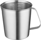CURTA 18/8 Stainless Steel Measuring Cup with Handle and Pour Lip, Metal Pitcher with Oz and ML marking, 32 OZ/1000 ML- 4 Cup), Heavy-Duty Pitcher