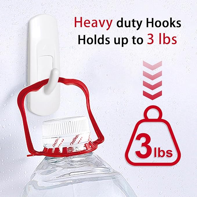 14 Large Hooks for Hanging, Adhesive Wall Strips Hooks Heavy Duty, no Damage Sticky Utility with 18 Strips for Bathroom Towel，Coat，Door，Key