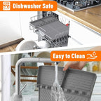 Silicone Grill Mat Compatible with Blackstone, Silicone Griddle Tools Mat with Drip Pad, Spatula Mat for Outdoor Grill Kitchen Counter (Grey)