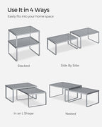 SONGMICS Spice Racks, Set of 2 Metal Cabinet Shelf Organizers, Countertop Organizers, Shelf Risers, Stackable, Expandable, Silver UKCS01SV