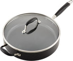 Anolon Advanced Home Hard Anodized Nonstick Sauté Pan with Helper Handle and Lid, 5 Quart - Onyx