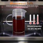 3 Pack 1000 ml Graduated Beaker Mug with Handle and Lid Borosilicate Glass Multifunction Measuring Cup Measuring Pitcher for Baking, Cooking, Pouring Liquid, 33.8 oz