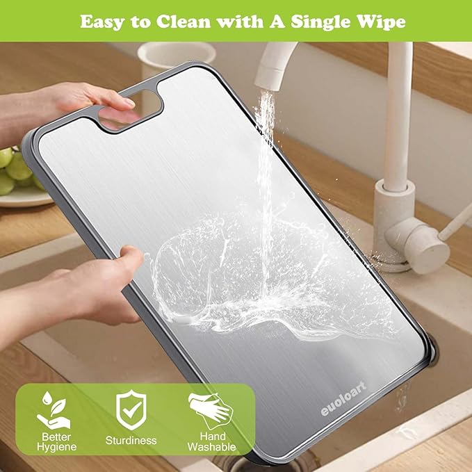 Titanium Cutting Boards for Kitchen, Cutting Board Double Sided Food Grade, Pure Titanium and Wheat Straw PP, Dishwasher Safe Easy to Clean Large Size 16”×11”