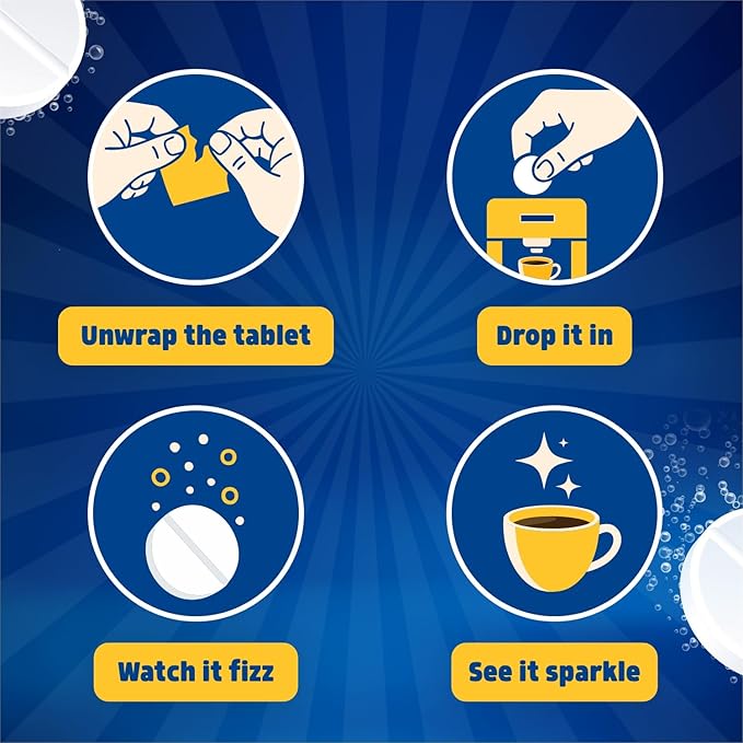 Coffee Maker Descaler - Easy to Use Coffee Machine Tablets Compatible with All Major Brands - Fast Acting Descaling Tablets Preserves Brew Flavor & Machine Longevity (12 Count)