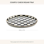 MACKENZIE-CHILDS Enamel Round Tray, Unique Serving Platter for Food and Drinks, Black-and-White Courtly Check