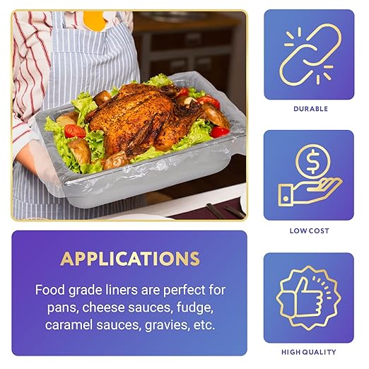 APQ Pack of 2000 Steam Table Pan Liners with Twist Tie 34 x 25 for Full Pan. Disposable Polyethylene Pan Liners 34x25. Poly Bun Pan Covers for Caterers, Cafeterias, Restaurants.