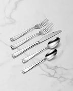ONEIDA Silverware Set For 12, Moda 65-Piece Fine Flatware Set with Serving Utensils, Service For 12, 18/10 Stainless Steel, Dishwasher Safe For home, Knives Spoons and Forks Set (Silver, 65 pieces)