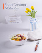 27 OZ Max Cereal Soup Bowl Set of 6, Thin Light & Durable Opal Glass 7.2 inch White Geometric Faceted Bowls for Ramen, Noodle, Salad, Fruit, Dishwasher and Microwave Safe