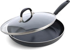 OXO 12” Non-Stick Every Day Frying Pan with Lid, BPA-Free Comfort Grip Silicone Handle, Dishwasher & Oven Safe, PFAS-Free Ceramic Skillet, Black