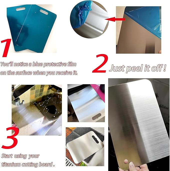 Premium Pure Titanium Cutting Board for Kitchen New Upgrade Double Sided Dust-free Cutting Board,Hygiene Durable Dishwasher Chopping Board for Meat, Vegetables & Fruits (L - 1Pack)