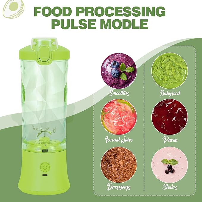 Portable Blender, 270W for Shakes & Smoothies - Waterproof, USB Rechargeable with 20 oz BPA-Free Cup & Travel Lid (Yellow, 20 oz)