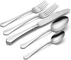 Oneida Silverware Set For 8, Juilliard 45-Piece Fine Flatware Set with Serving Utensils, Service For 8, 18/10 Stainless Steel, Mirror Finish, Dishwasher Safe,Knives Spoons & Forks Set(Silver 45 Piece)