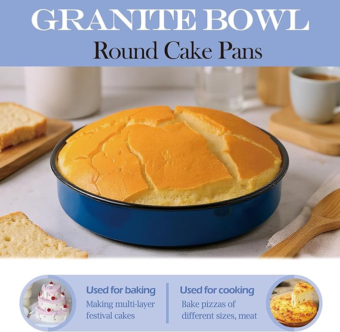 12 Inch Enamel Roasting Pan for Induction Cooktops - Heavy Duty Round Baking Pan for Thanksgiving Turkey Christmas Ham Lasagna & Pizza Dishwasher Safe Oven Broiler & Stovetop Pan