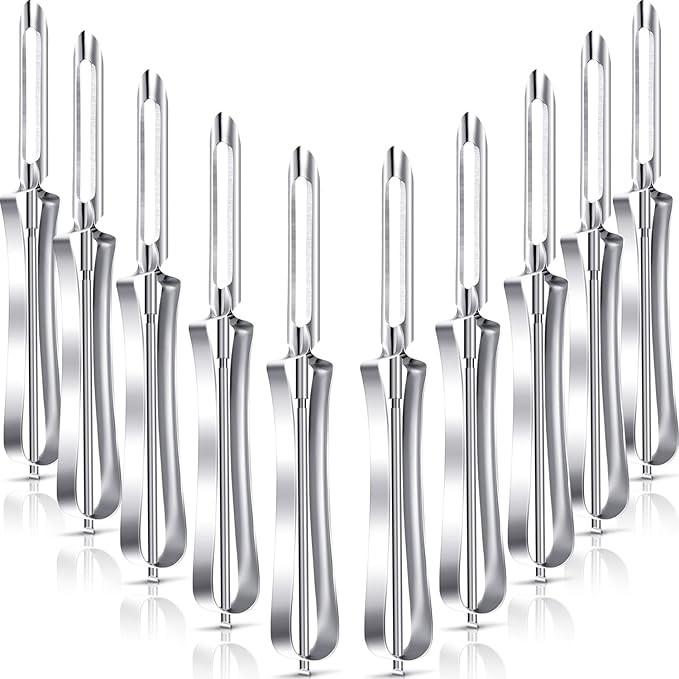 Mudder 10 Pieces Stainless Steel Fruit Vegetable Rotary Peeler Carrots Potatoes Peeling Tools for Home and Kitchen