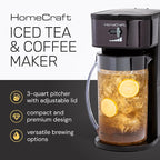 Homecraft 3-Quart Iced Coffee and Tea Maker with Filter Basket, Flavor Enhancer, Adjustable Brew Strength, Black